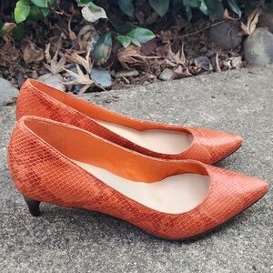COLE HAAN RED snakeskin pumps